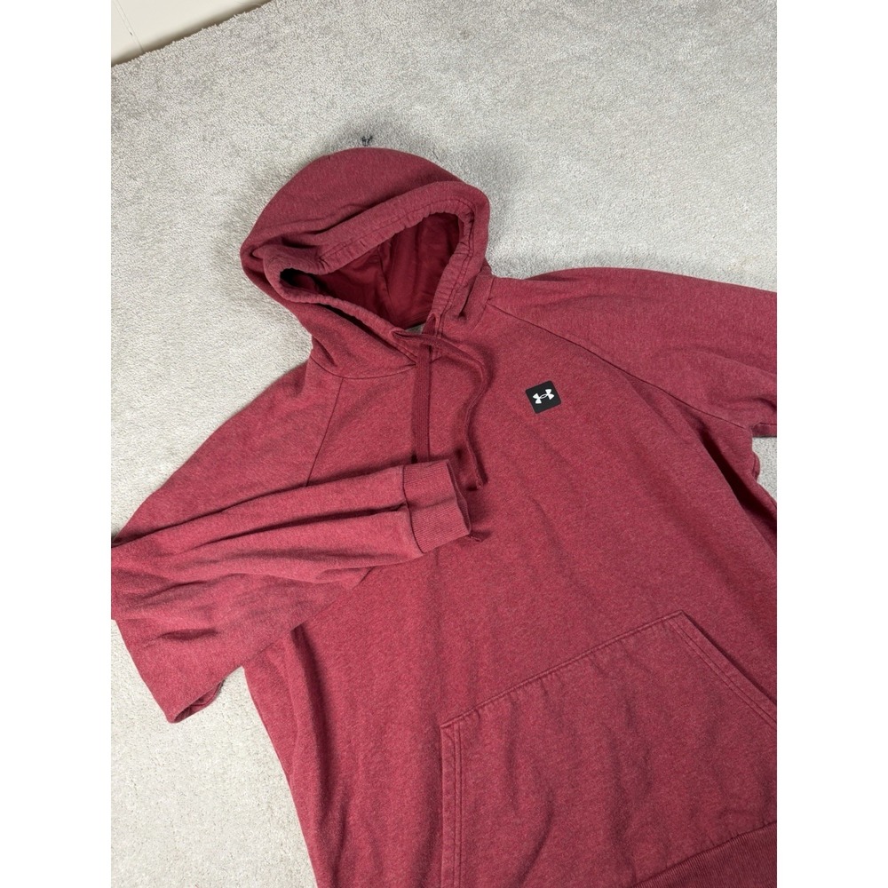 Under Armour Rival Fleece Hoodie Mens Size XL Heathered Red Logo Kangaroo Pocket
